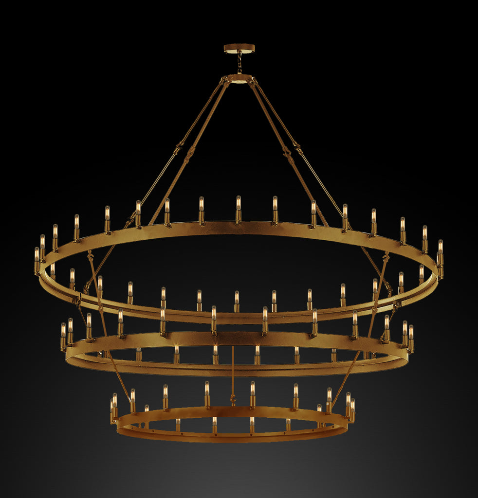 Wrought Iron Vintage Barn Metal Castile Three Tier Chandelier Chandeliers Industrial Loft Rustic Lighting W 70" H 66" - G7-CG/3428/36+30+24