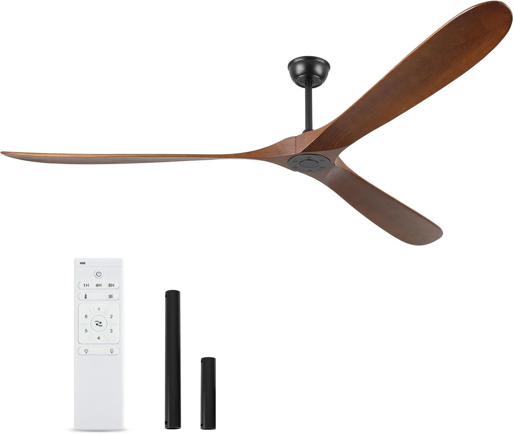 88" Ceiling Fan, Extra Large No Lights, 3 Wood Walnut Blades, DC Motor, Reversible Propeller Outdoor Ceiling Fan for Patios, Exterior House Porch, Farmhouse Gazebo with Remote Control A101-B0D9815C7D