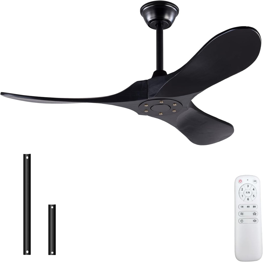 42 Inch Solid Wood Ceiling Fan with Remote,Black Ceiling Fan no Light,6 Speeds,Noiseless,Reversible DC Motor,Modern Ceiling Fans without Lights for Outdoor Indoor Bedroom Farmhouse,Patios A101-B0CG69D1ZZ