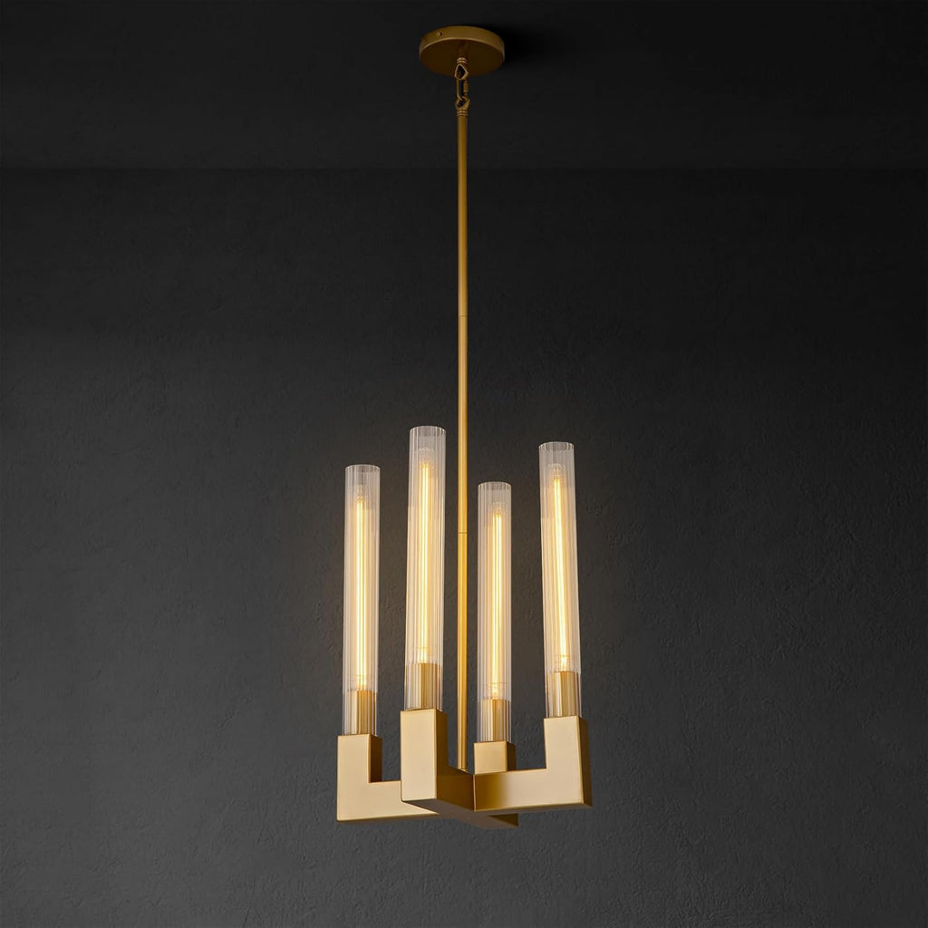 Glass Tube Gold Pendant Lights Kitchen Island, Adjustable Cord Modern Pendant Light Fixtures,Kitchen Pendant Lighting Over Island,Indoor Chandeliers for Bedroom, Included Bulb A114-B0CR4832ZL