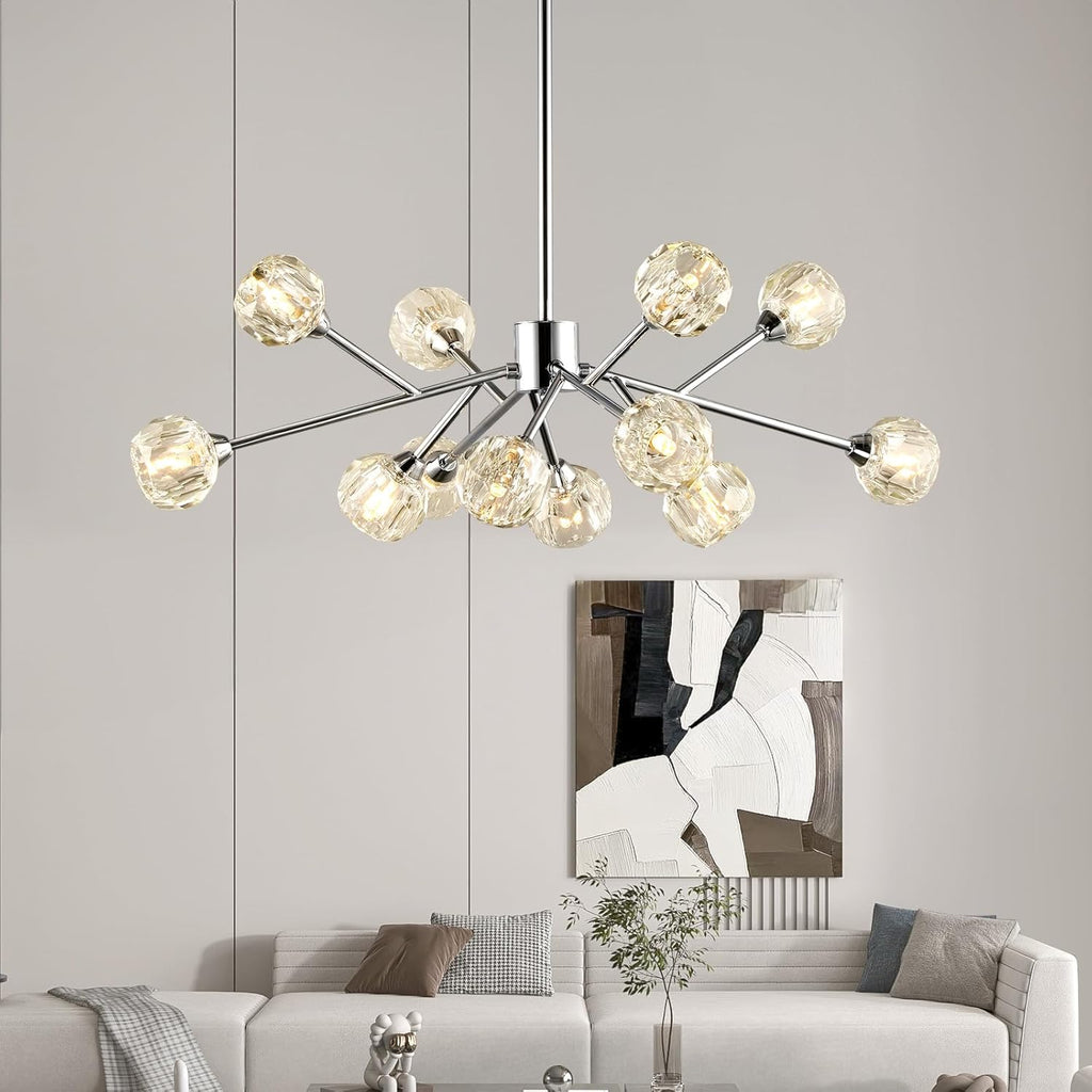 Sputnik Chandeliers for Dining Room Light Fixture Over Table, Modern Crystal Chandeliers, 12 Lights Chrome Lighting Fixtures for Living Room Bedroom Kitchen Island Bar A116-B08L99F41Z