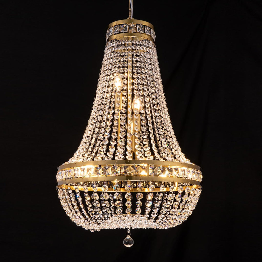 Crystal Chandelier Light, 8 Lights French Empire Chandeliers Lighting Ceiling Fixture Hanging Pendant for Dining Living Room Foyer Kitchen Bedroom Entryway, 20''W (Brass, 20) A108-B0C9PNQG7J