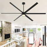96 Inch Industrial Ceiling Fan with Light,Large Ceiling Fan with Remote and APP,6 Reverisble Aluminum Blades,6-Speed,Indoor,Outdoor Ceiling Fans for Patios/Shop/Garage/Commercial Black A101-B0FB8TGG8N
