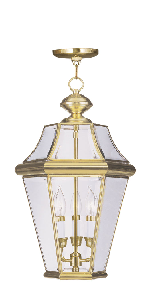 Livex Georgetown 3 Light PB Outdoor Chain Lantern - C185-2365-02