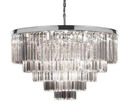 *CLOSEOUT PRICE - LIMITED QUANTITY LEFT* Retro Palladium Crystal Glass Fringe Chandelier Chrome Finish H26 W33.5 - CO-2164/18B