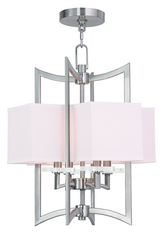Livex Woodland Park 4 Light Brushed Nickel Foyer Chandelier - C185-50703-91
