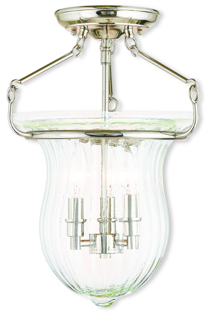 Livex Andover 3 Light Polished Nickel Ceiling Mount - C185-50943-35