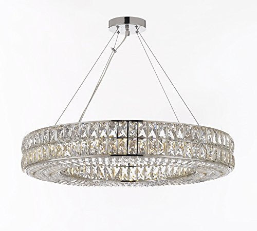 *CLOSEOUT PRICE - LIMITED QUANTITY LEFT* Crystal Nimbus Ring Chandelier Modern / Contemporary Lighting Pendant 32" Wide - Good For Dining Room Foyer Entryway Family Room - CO-3063/12
