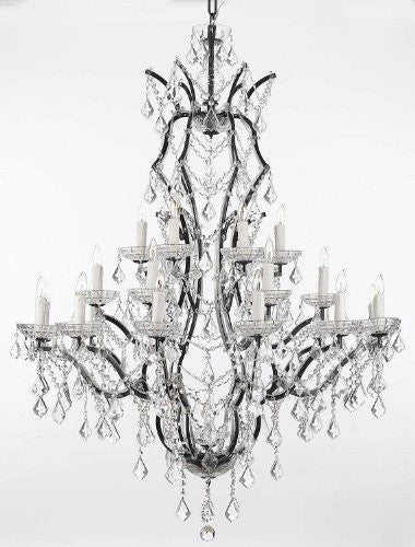 Nineteenth C. Baroque Iron & Crystal Chandelier Lighting H 52" X W 41" - A500-996/25
