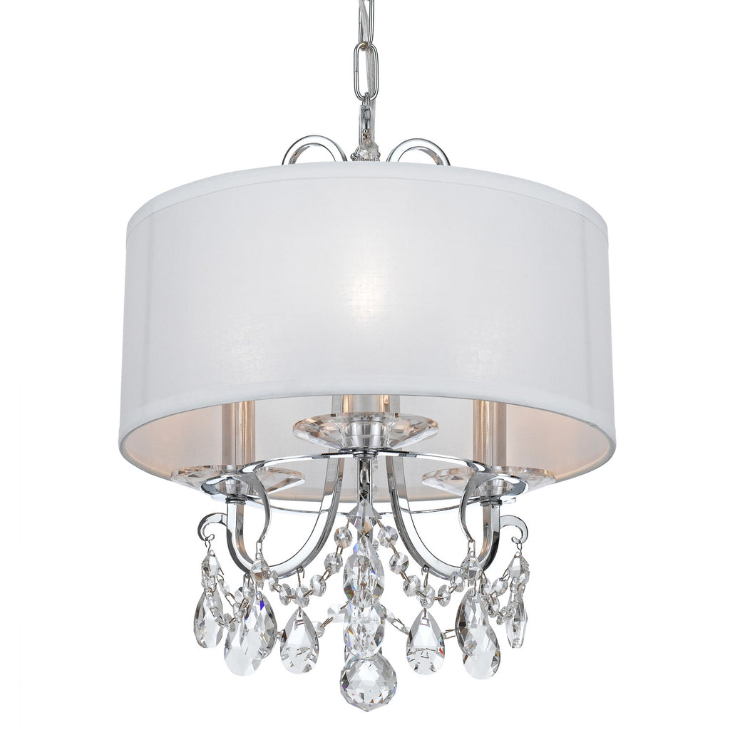 3 Light Polished Chrome Transitional Modern Mini Chandelier Draped In Clear Swarovski Strass Crystal - C193-6623-CH-CL-S