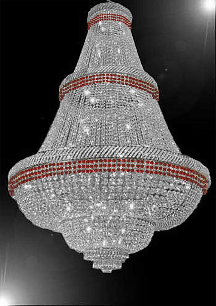 French Empire Crystal Chandelier Chandeliers Moroccan Style Lighting Trimmed with Ruby Red Crystal! Good for Dining Room, Foyer, Entryway, Family Room and More! H72" x W50" - A500-B74/CS/448/48