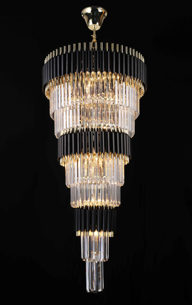 *CLOSEOUT PRICE - LIMITED QUANTITY LEFT* Retro Palladium Crystal Glass Fringe 9 Tier Chandelier W24" x H55" - Great for Entryway/Foyer, Living Room and More--Limited Edition - G7-76217/27
