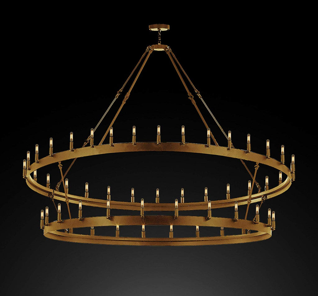 Wrought Iron Vintage Barn Metal Castile Two Tier Chandelier Chandeliers Industrial Loft Rustic Lighting W 70" H 66" - A113-CG/3428/66