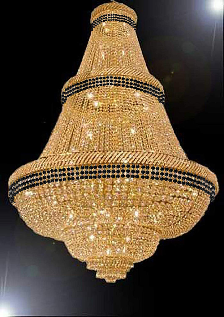 French Empire Crystal Chandelier Chandeliers Lighting Trimmed with Jet Black Crystal! Good for Dining Room, Foyer, Entryway, Family Room and More! H72" X W50" - A500-B79/CG/448/48