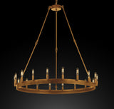 Wrought Iron Vintage Barn Metal Castile One Tier Chandelier Chandeliers Industrial Loft Rustic Lighting W 38" H 40" - A113-CG/3428/18