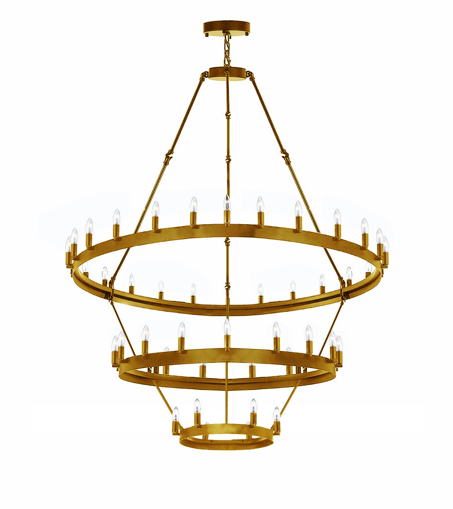 Wrought Iron Vintage Barn Metal Castile Three Tier Chandelier Chandeliers Industrial Loft Rustic Lighting W 38" H 65" - A113-CG/3428/18+12+6