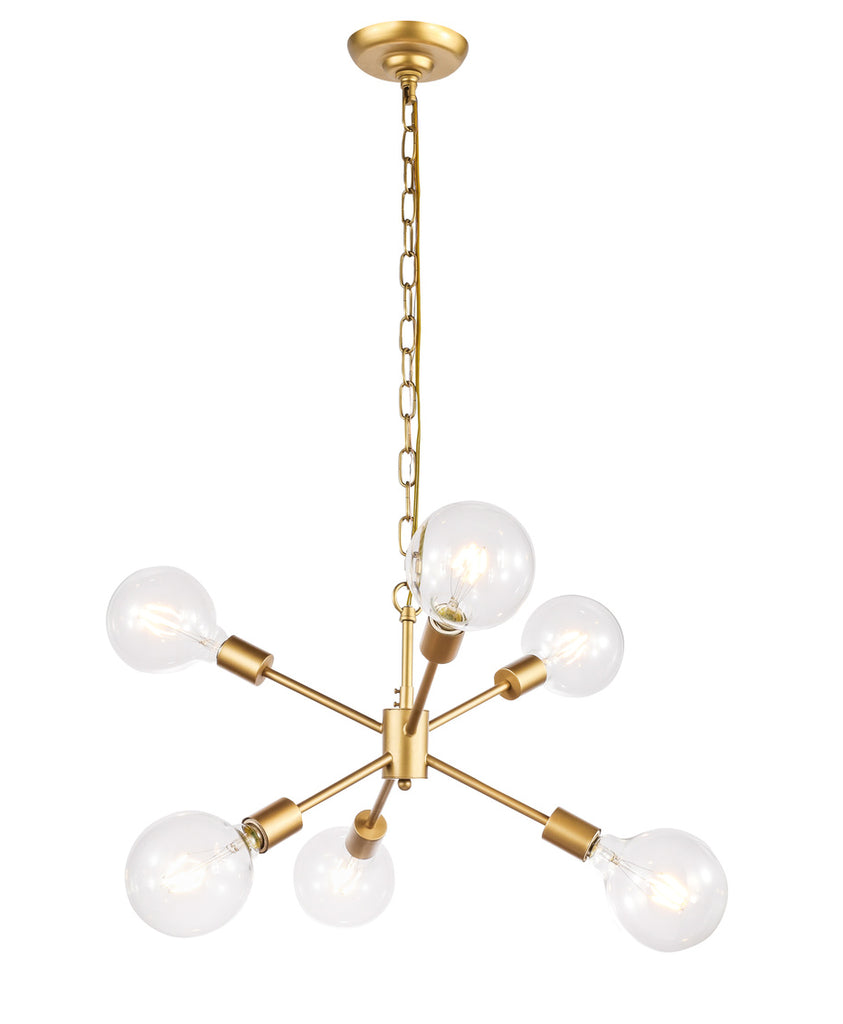 ZC121-LD5034D16BR - Living District: Nolan 6 light Brass pendant
