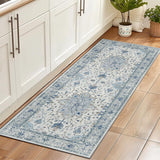 Area Rugs Washable Non-Slip, Floral Vintage Distress Print Pattern Medallion Carpet for Living Room Bedroom Dining Room