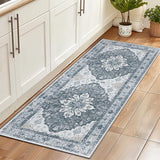 Area Rugs Washable Non-Slip, Floral Vintage Distress Print Pattern Medallion Carpet for Living Room Bedroom Dining Room