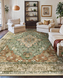 Area Rugs Washable Non-Slip, Floral Vintage Distress Print Pattern Medallion Carpet for Living Room Bedroom Dining Room