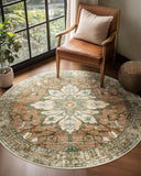 Area Rugs Washable Non-Slip, Floral Vintage Distress Print Pattern Medallion Carpet for Living Room Bedroom Dining Room