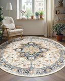 Area Rugs Washable Non-Slip, Floral Vintage Distress Print Pattern Medallion Carpet for Living Room Bedroom Dining Room