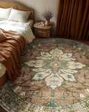 Area Rugs Washable Non-Slip, Floral Vintage Distress Print Pattern Medallion Carpet for Living Room Bedroom Dining Room