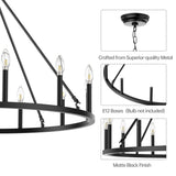 16-Light 39.3"W Candle-Style Wagon Wheel Metal Chandelier For Ha0llway Bedroom Living Room Dining Room