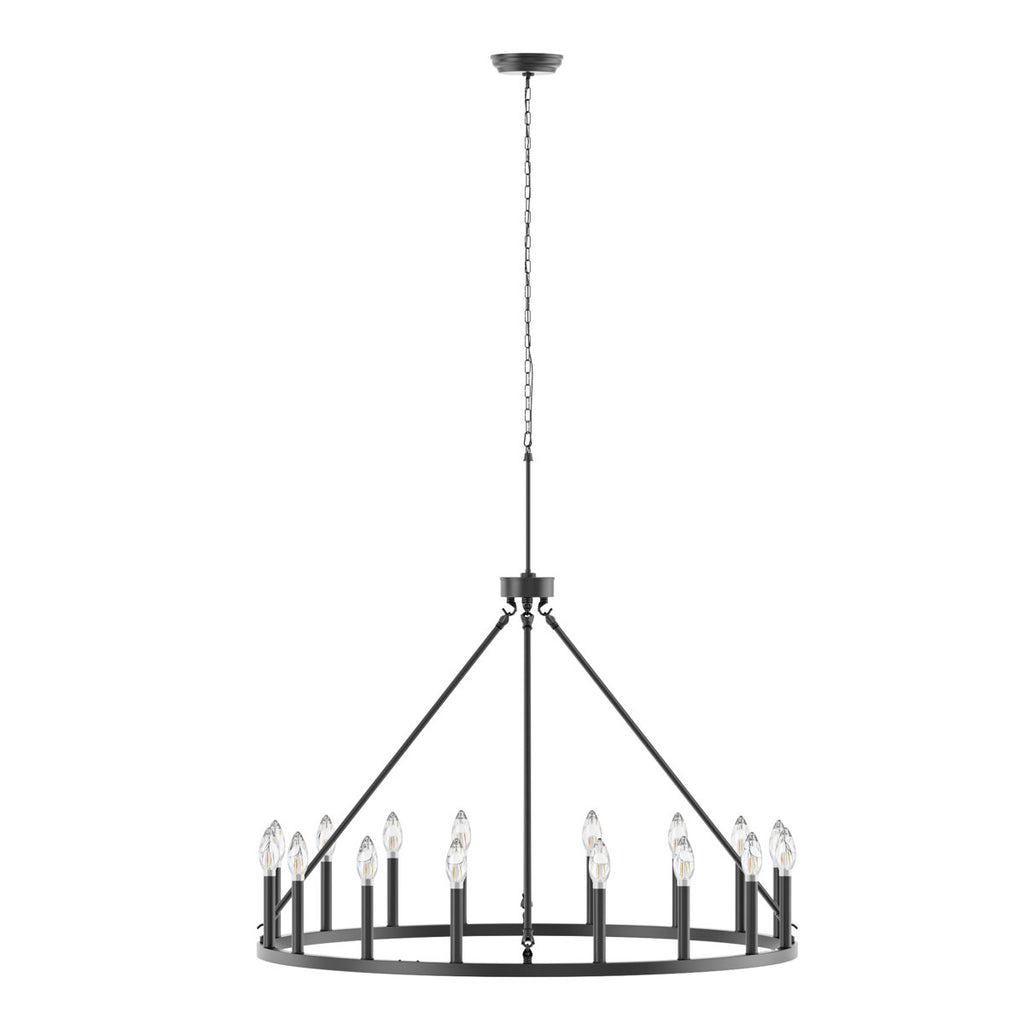 16-Light 39.3"W Candle-Style Wagon Wheel Metal Chandelier For Ha0llway Bedroom Living Room Dining Room