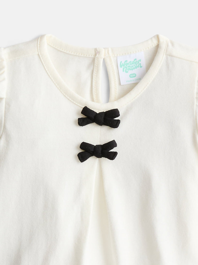 Baby Girls Bow Top and Paperbag Waist Pants Set, 2-Piece