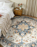 Area Rugs Washable Non-Slip, Floral Vintage Distress Print Pattern Medallion Carpet for Living Room Bedroom Dining Room