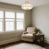 18.5" Gold Modern Flower Chandelier With Acrylic Shades, 4-light E26, Dimmable Pendant Light For Bedroom, Study, Or Small Living Room