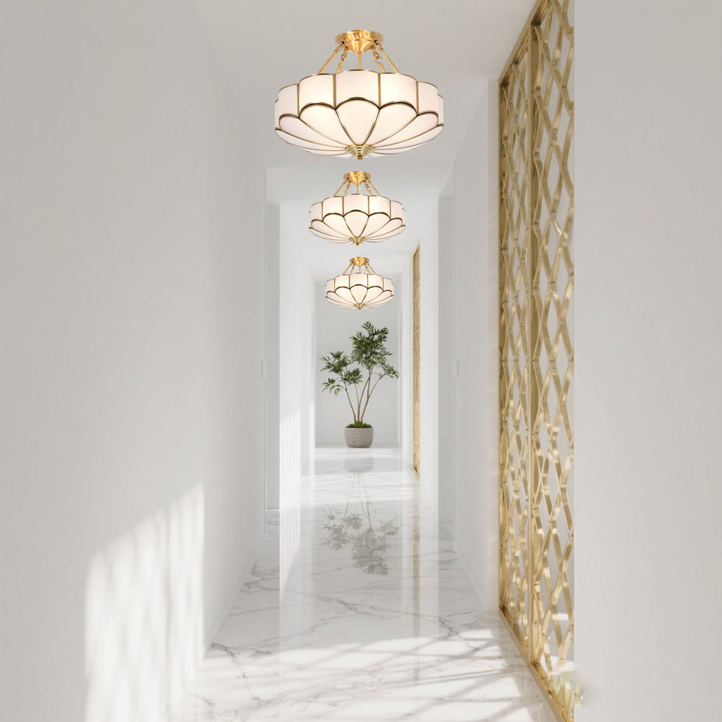 18.5" Gold Modern Flower Chandelier With Acrylic Shades, 4-light E26, Dimmable Pendant Light For Bedroom, Study, Or Small Living Room