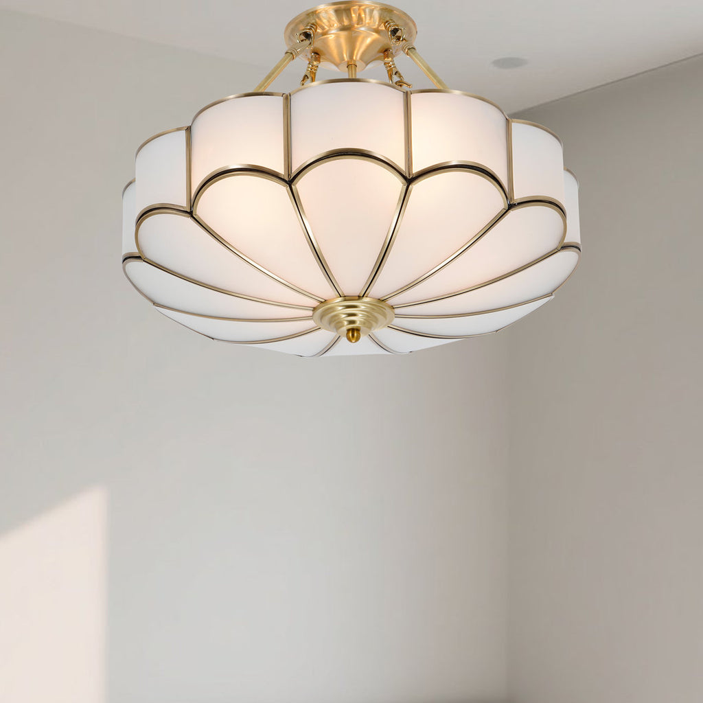 18.5" Gold Modern Flower Chandelier With Acrylic Shades, 4-light E26, Dimmable Pendant Light For Bedroom, Study, Or Small Living Room