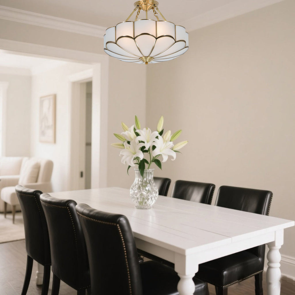 18.5" Gold Modern Flower Chandelier With Acrylic Shades, 4-light E26, Dimmable Pendant Light For Bedroom, Study, Or Small Living Room