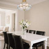 18.5" Gold Modern Flower Chandelier With Acrylic Shades, 4-light E26, Dimmable Pendant Light For Bedroom, Study, Or Small Living Room