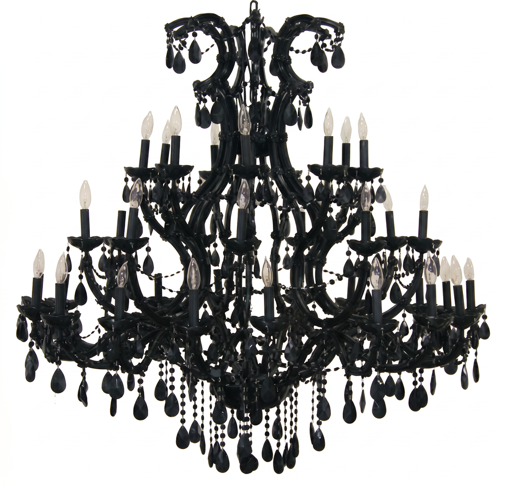 Jet Black Crystal Chandelier Lighting W52 H60 - Maria Theresa Collection