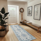 Area Rugs Washable Non-Slip, Floral Vintage Distress Print Pattern Medallion Carpet for Living Room Bedroom Dining Room