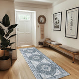 Area Rugs Washable Non-Slip, Floral Vintage Distress Print Pattern Medallion Carpet for Living Room Bedroom Dining Room