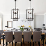 2-Tiers Large 10-Light Dimmable Farmhouse Lantern Square/Rectangle Chandelier
