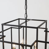 2-Tiers Large 10-Light Dimmable Farmhouse Lantern Square/Rectangle Chandelier
