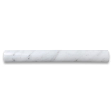 Carrara White Marble 1x12 Quarter Round Covering Edge Pencil Liner Trim Molding Polished Kitchen Bath Wall Floor