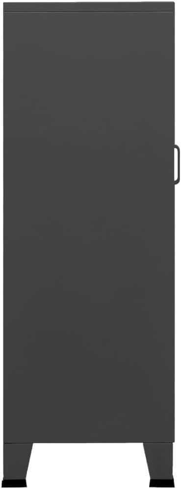 Industrial Storage Cabinet with 2 Doors, Metal Accent Storage Chest Bedroom, Anthracite Grey Organizer Console Table