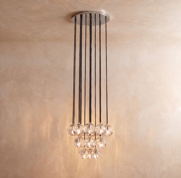 Inspired Boule de Cristal Style 19 Inch Crystal Sphere Cluster Pendant Polished Nickel - Main Product View