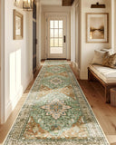 Area Rugs Washable Non-Slip, Floral Vintage Distress Print Pattern Medallion Carpet for Living Room Bedroom Dining Room