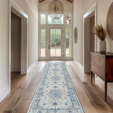 Area Rugs Washable Non-Slip, Floral Vintage Distress Print Pattern Medallion Carpet for Living Room Bedroom Dining Room