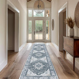 Area Rugs Washable Non-Slip, Floral Vintage Distress Print Pattern Medallion Carpet for Living Room Bedroom Dining Room