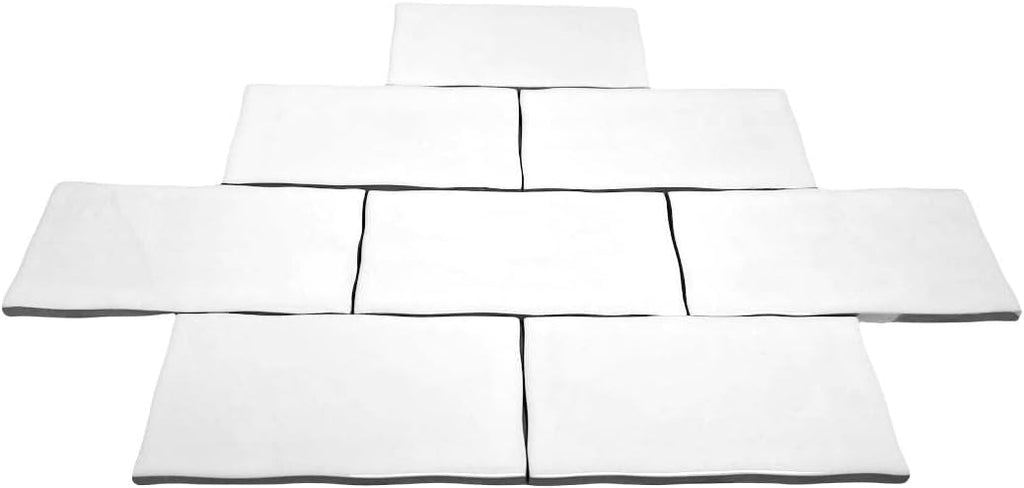 3x6 Subway White Hand-Made Look Ceramic Glossy Subway Wall Tile (Irregular Rounded Edges) Backsplash, Bathroom Wall