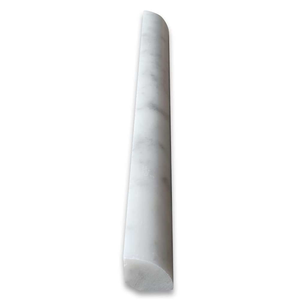 Carrara White Marble 1x12 Quarter Round Covering Edge Pencil Liner Trim Molding Honed Kitchen Bath Wall Floor