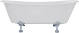 Aqua Eden VCTND6728NH1 Cast Iron Double Slipper Clawfoot Bathtub Chrome Feet without Drillings, 67-Inch, White
